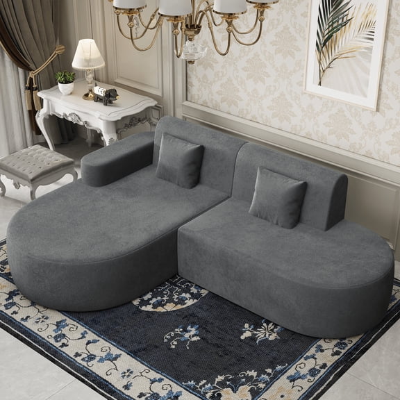 BUPPLEE Frameless L-Shape Sectional Sofa with Chaise, Ultra-Soft Cloud Couch with Deep Seats, Modern Modular Sofa for Living Room & Bedroom
