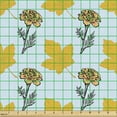thumbnail image 2 of Ambesonne Autumn Fabric by the Yard Upholstery, Flowers and Maple Leaves, 5 Yards, Pale Blue Earth Yellow, 2 of 5