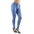 thumbnail image 3 of Fashion2Love Women's Juniors Colombian Design Butt Lift Push Up Mid Waist Skinny Jeans, 3 of 9