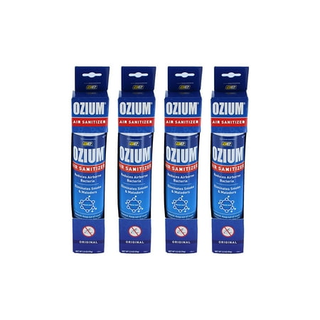 (4) OZIUM AIR SANITIZERS 3.5 OZ (ORIGINAL SCENT) CLEANS AIR KILLS BACTERIA (OZM-1)Mildew, sinks and drains, cars, bathrooms, automotive interiors, dining rooms,.., By Auto (Best Way To Kill Mildew)