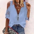thumbnail image 2 of Summer Womens Zipper V Neck Tunic Tshirt Batwing Short Sleeve Casual Loose Fit Fashion Oversized Blouses Tops Shirts, 2 of 5
