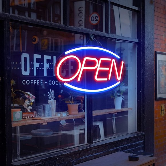 1 Piece LED Neon Open Neon Letters, USB Light Wall Sign, Neon Sign for Shop, Club, Garage, Kids Room Decoration, Gift, Party, Bar.