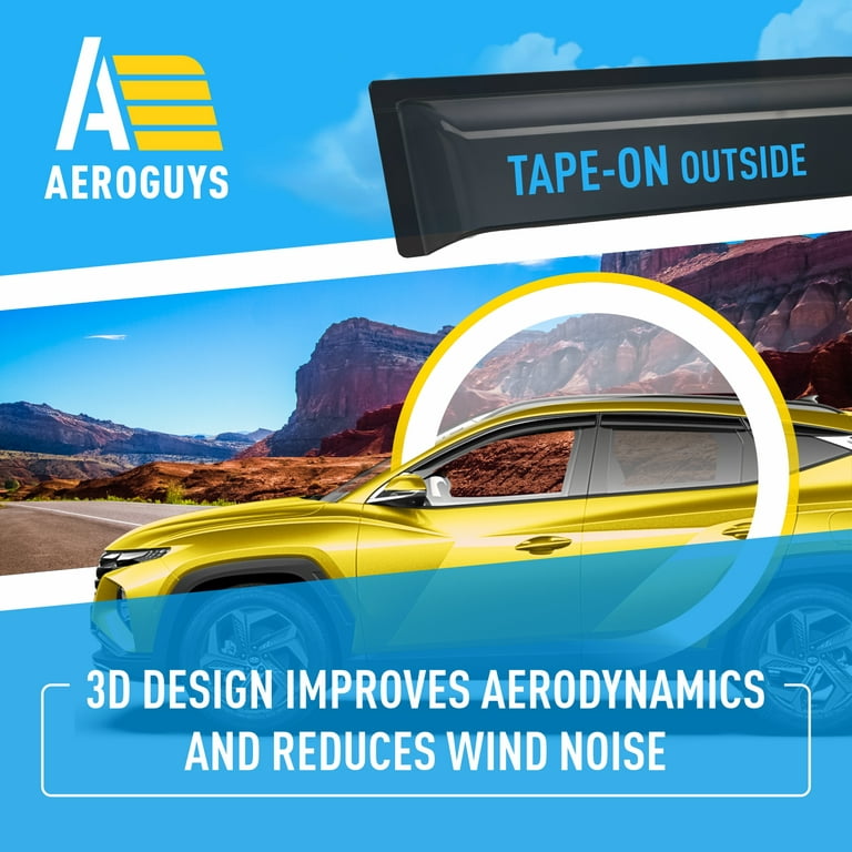 AEROGUYS Tape-On Window Deflectors Extra Durable Window Visors Rain Guards  Fit for Hyundai Tucson 2021-2023, Sun Visors, Wind Vent Visors, Car