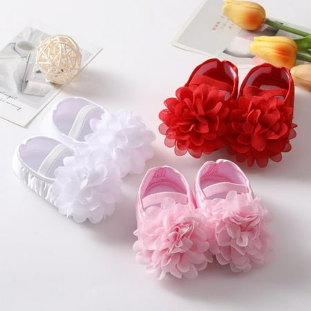 

SUPERHOMUSE Baby Girls Cotton Shoes Princess Flower Toddlers Prewalkers Cotton Shoes Infant Soft Bottom First Walker 0-18M