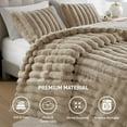 thumbnail image 3 of Regency Heights Full/Queen Size Comforter Sets, Taupe Fluffy Ribbed Plush Bedding Set, 3-Piece Faux Fur Ribbed Bedding Comforter Set, 3 of 10