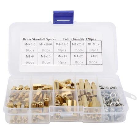 

Tebru 120PCS Brass Hex Standoff 304 Stainless Steel Screw Nuts Set PCB Board Standoff Screw Nut Assortment Hex Standoff Screw