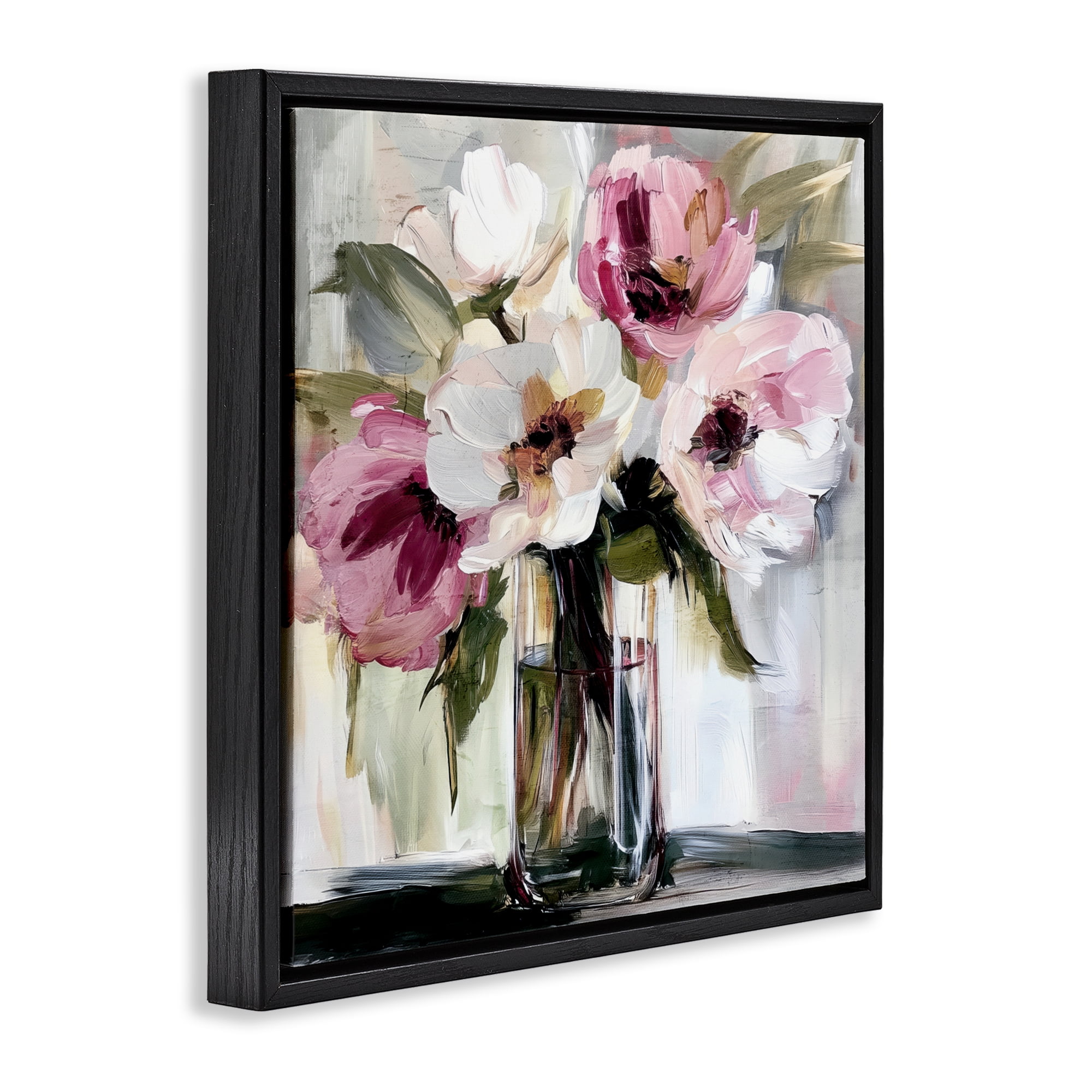 Stupell Industries Resonance Flower Vase Black Framed Floater Canvas Wall Art, design by Annabelle Hall