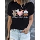 thumbnail image 1 of Women's Black Peace Love Bake Graphic Short Sleeve T-Shirt - Cupcake, Leopard & Heart Design, Stretchy Crew Neck Casual Top for Summer & Spring, Machine Washable, Playful Design Tee, Comforta, 1 of 6