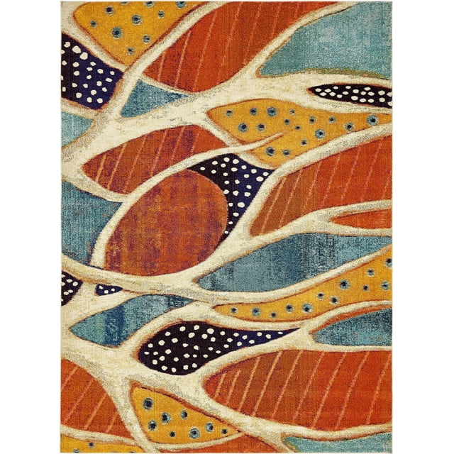 Unique Loom Positano Collection Côte Moderne Abstrait Zone Océanique Tapis, 9' 0 x 12' 0, Rouille Rouge/beige