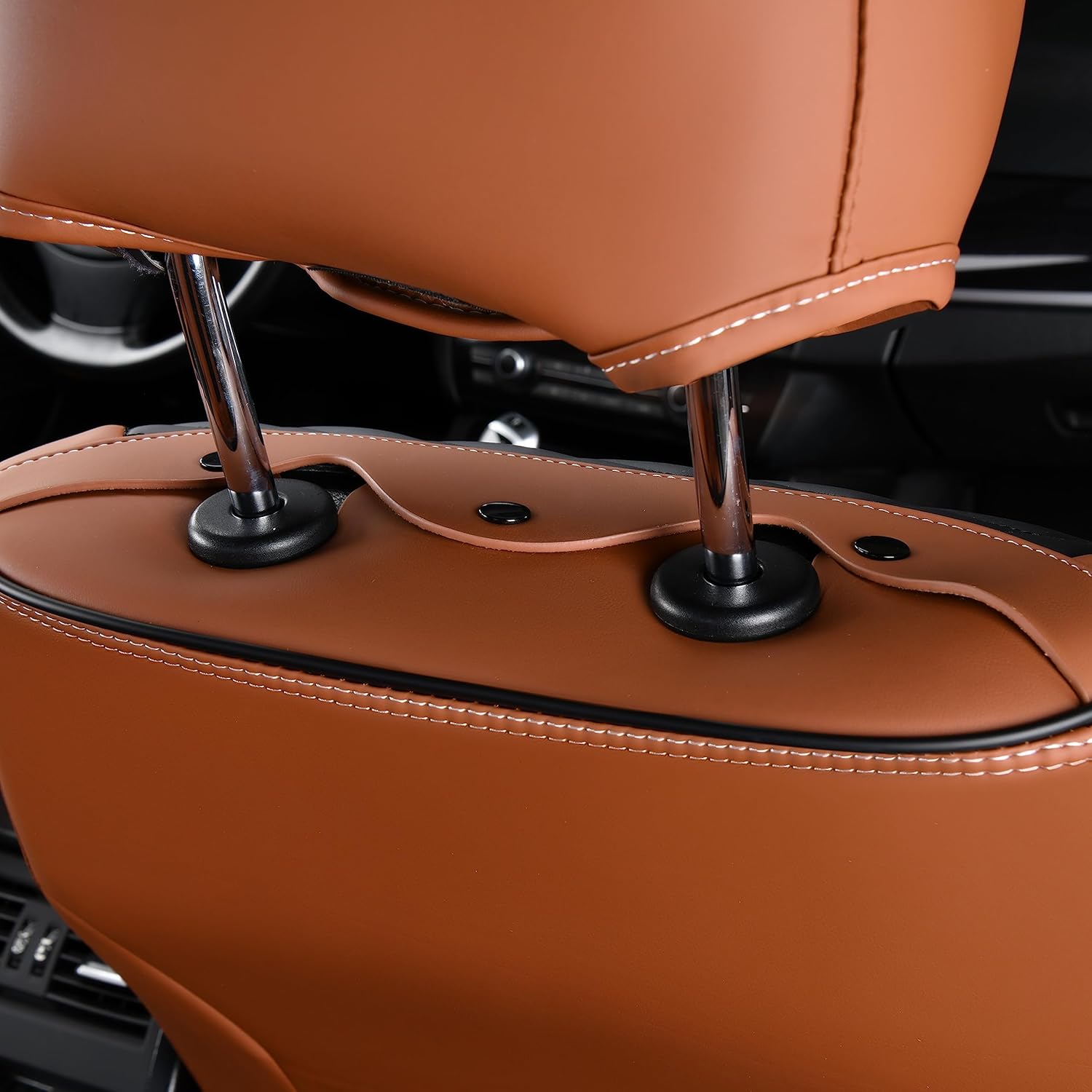 FLORICH Leather Car Seat Covers, Full Set, Brown Black photo 3