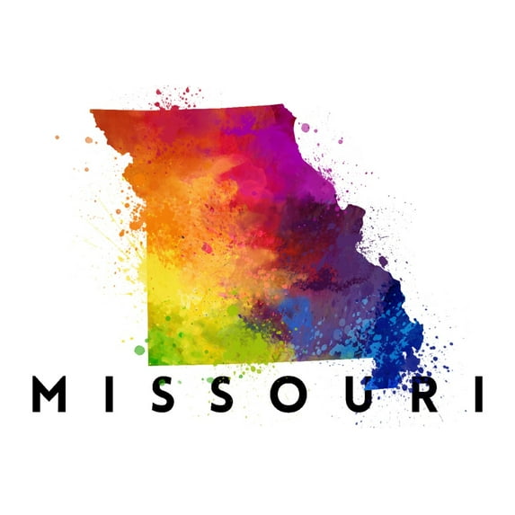 Missouri, State Abstract Watercolor (36x54 Giclee Gallery Art Print, Vivid Textured Wall Decor)