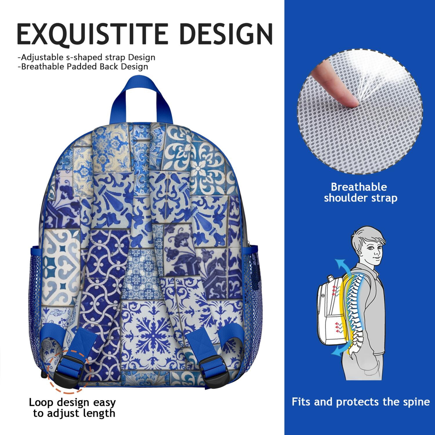Dino Skeleton Print Backpack - Waterproof, Adjustable & Breathable Daypack for Teens