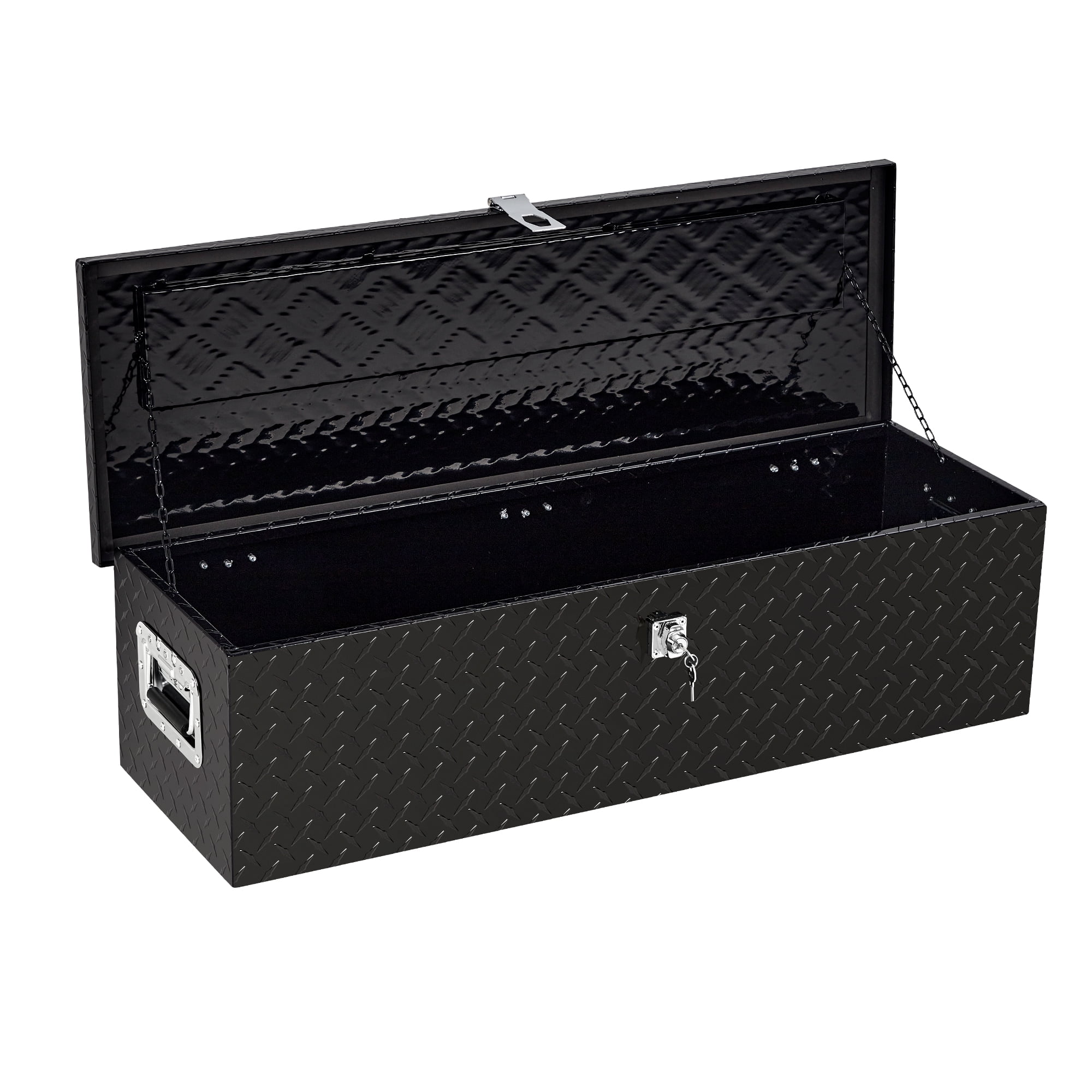 Heavy Duty Aluminum Truck Tool Box - Lockable Jobsite Storage Chest with Side Handles, Tool Organizer for Pickup Truck Bed, RV or Trailer