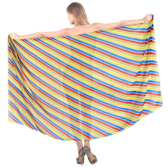 HAPPY BAY Women's Bikini Wraps Beach Wrap Sarong Swimwear Cover up Skirt Bathing suit Swimsuit Pareo Coverups for Women One Size Plus Canary, Stripes