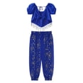 thumbnail image 4 of Alvivi Kids Girls Belly Dance Outfits Sequin Tassels Crop Top with Bloomers Pants Fancy Dress Up Blue 2Pcs/Set 3-6, 4 of 7