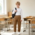 thumbnail image 7 of ZBSOKO Boys Cargo Pants Elastic Waist Straight Leg Casual Pant with Multi Pockets Full Length Fashion Trousers for Teen 5-15 Years, 7 of 7