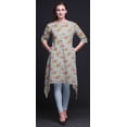 thumbnail image 3 of Bimba Kurti Asymétrique à Imprimé Floral Feuilles Bleues et Pivoines pour Femmes Robe d'Été Indienne Tunique XSmall, 3 of 6