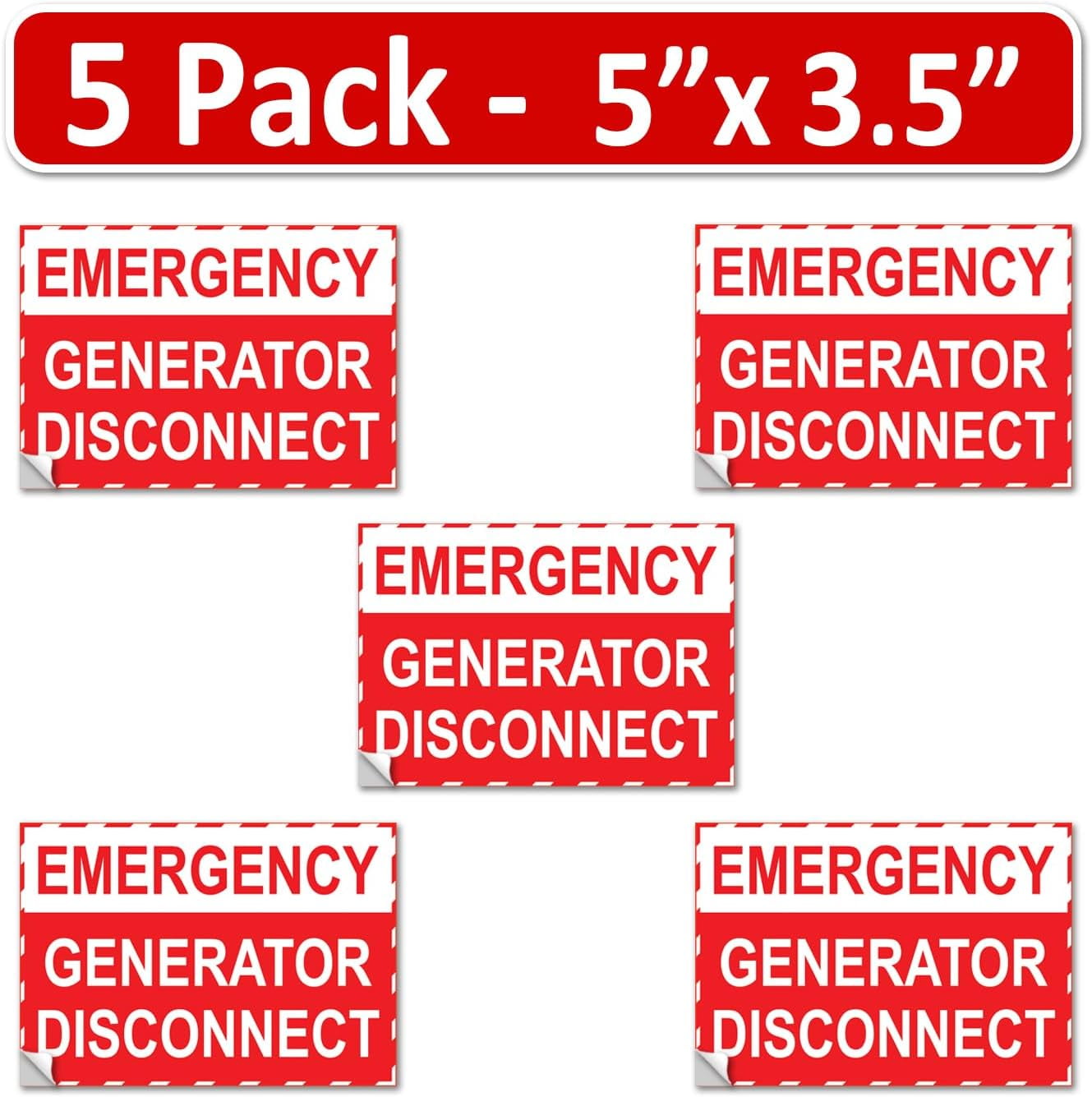 5" x 3.5" Emergency Generator Disconnect Label Sign Sticker Electrical Panel Vinyl Lock Out Shut Off