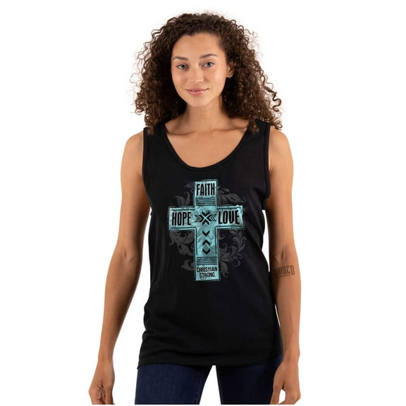 Faith Hope Love Cross Christian Tank Top Tee Shirt Women Brisco Brands L
