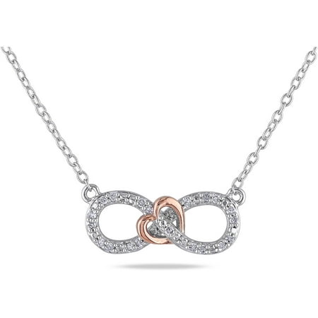 Miabella Diamond-Accent 2-Tone Sterling Silver Infinity Heart Necklace