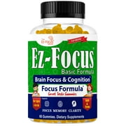 Ez-Focus Brain Focus Gummies for Kids & Teens, Omega 3 Supplement- 60Ct