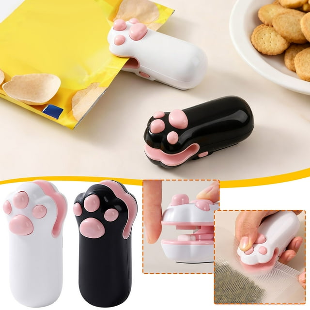 Machine de Scellage à Pince Magnétique Mini Machine de Scellage à Pression Manuelle en Plastique pour Sacs à Collation Portable Économiseur de Fraîcheur Alimentaire avec Design Inspiré des Animaux Adorables, Noir, 8.4x4.4x4.4cm (1PCS) JASKFLY