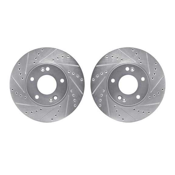 Dynamic Friction Company Front Brake Rotors-Drilled and Slotted-Silver 7002-21010