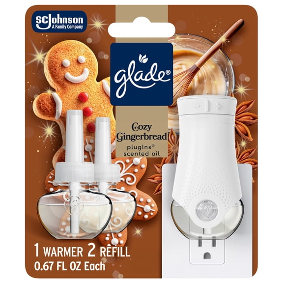 GladeĀ® PlugInsĀ® Starter Kit, Air Freshener, Cozy Gingerbread, 1.34 fl oz, 1 Warmer 2 Refills