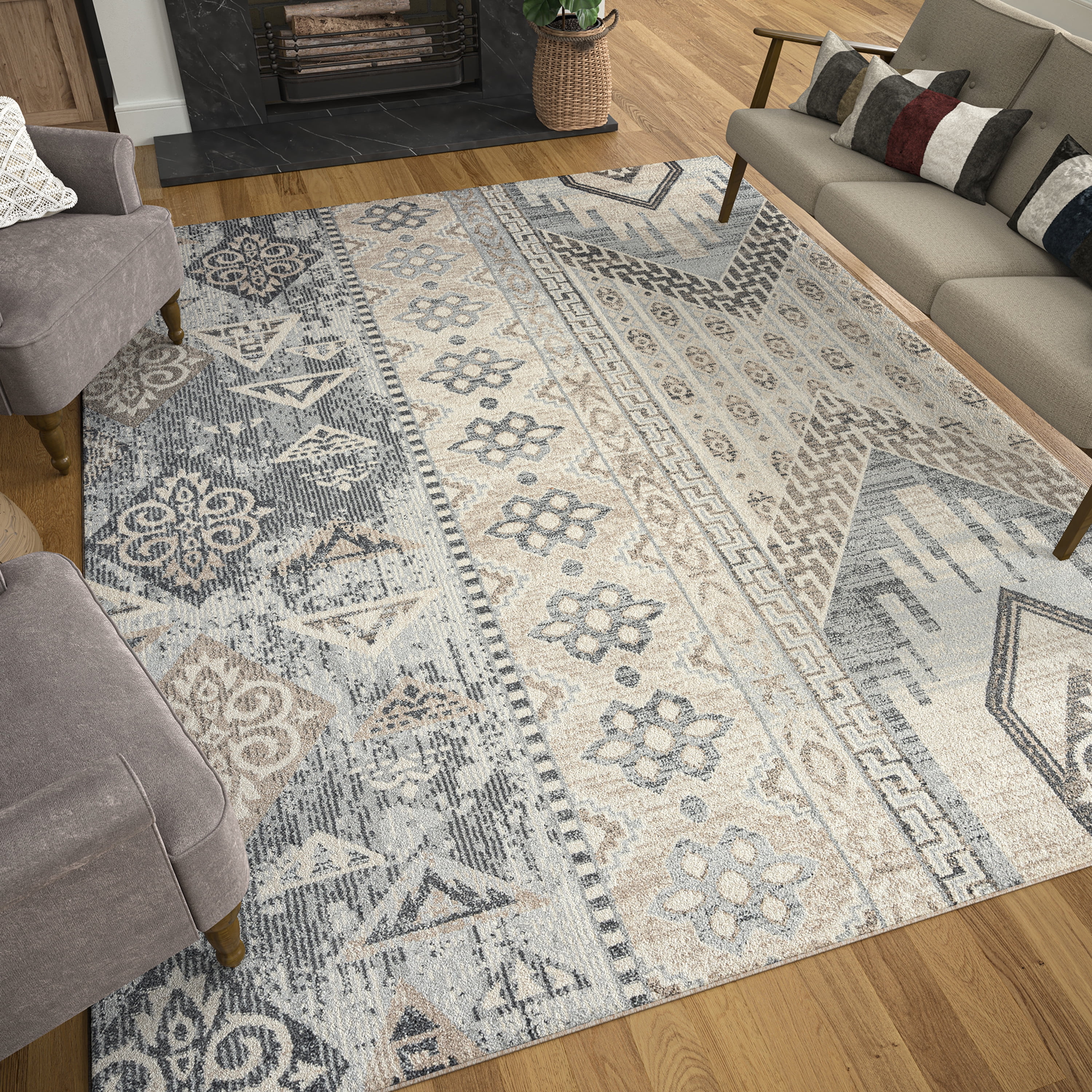 2x3 Modern Cream Small Area Rug, Throw Mat for Indoor Entry | Ideal for Kitchen or Bathroom Rugs 2' x 3'