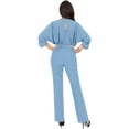 thumbnail image 5 of KOH KOH Long Pants Formal Cocktail Evening One Piece Fall Pockets Dressy Jumpsuit Romper Suit Casual Outfit Playsuit Tall 3/4 Short Sleeve For Women Pastel Blue X-Large US 14-16 NT118, 5 of 6