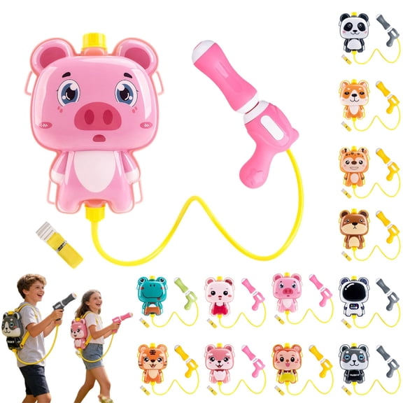 PURJKPU Animal Shape Backpack Water Gun, Lightweight, 8×6×1.8in, Pink Blue, Toddler Safe Outdoor Water Toy