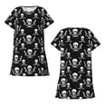 thumbnail image 5 of Salouo Pirate skulls Print Short Sleeve Sleepshirt for Womens Comfy Nightgown Scoopneck Cute Nightdress Ruffle -Small, 5 of 7