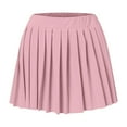thumbnail image 4 of BUWTTER Womens Skirts Solid Color Mini Pleated A Line High Waist Flared with Zipper Casual Stretch Short Pink Skirt M, 4 of 4