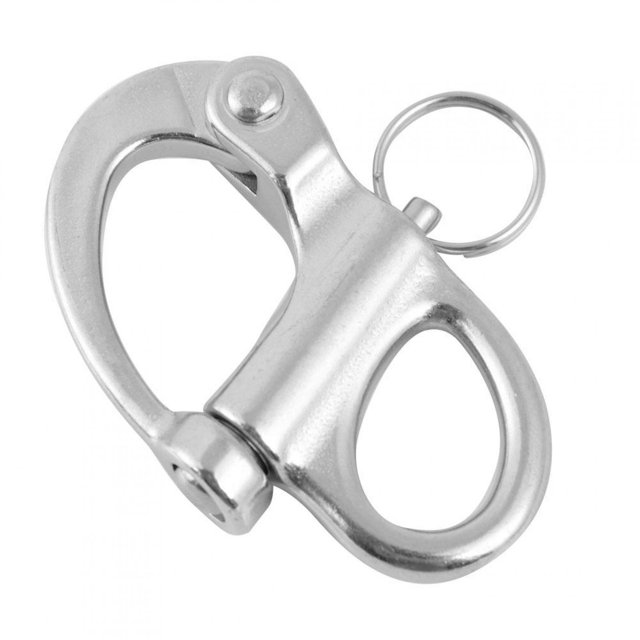 Ojo Fijo Mosquetón de liberación rápida Aparejo de fianza Velero Clip de Acero Inoxidable Marino con Llavero10 * 35mm-10 * 35 mm Khall TJ10512-01