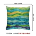 thumbnail image 4 of Ullo0ord Throw Pillow Cover Abstract Bright Blue and Green Waves Hand Drawn Striped Watercolor Brush Dye Decorative Pillow Case Home Decor Square Inches Pillowcase 24x24in, 4 of 7