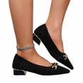 thumbnail image 4 of ZunFeo Womens Black Velvet Flats Pointed Toe Slip On Low Block Heel Shoes with Chain Detail for Work & Casual (Sizes 5.5-9),Size 9, 4 of 9