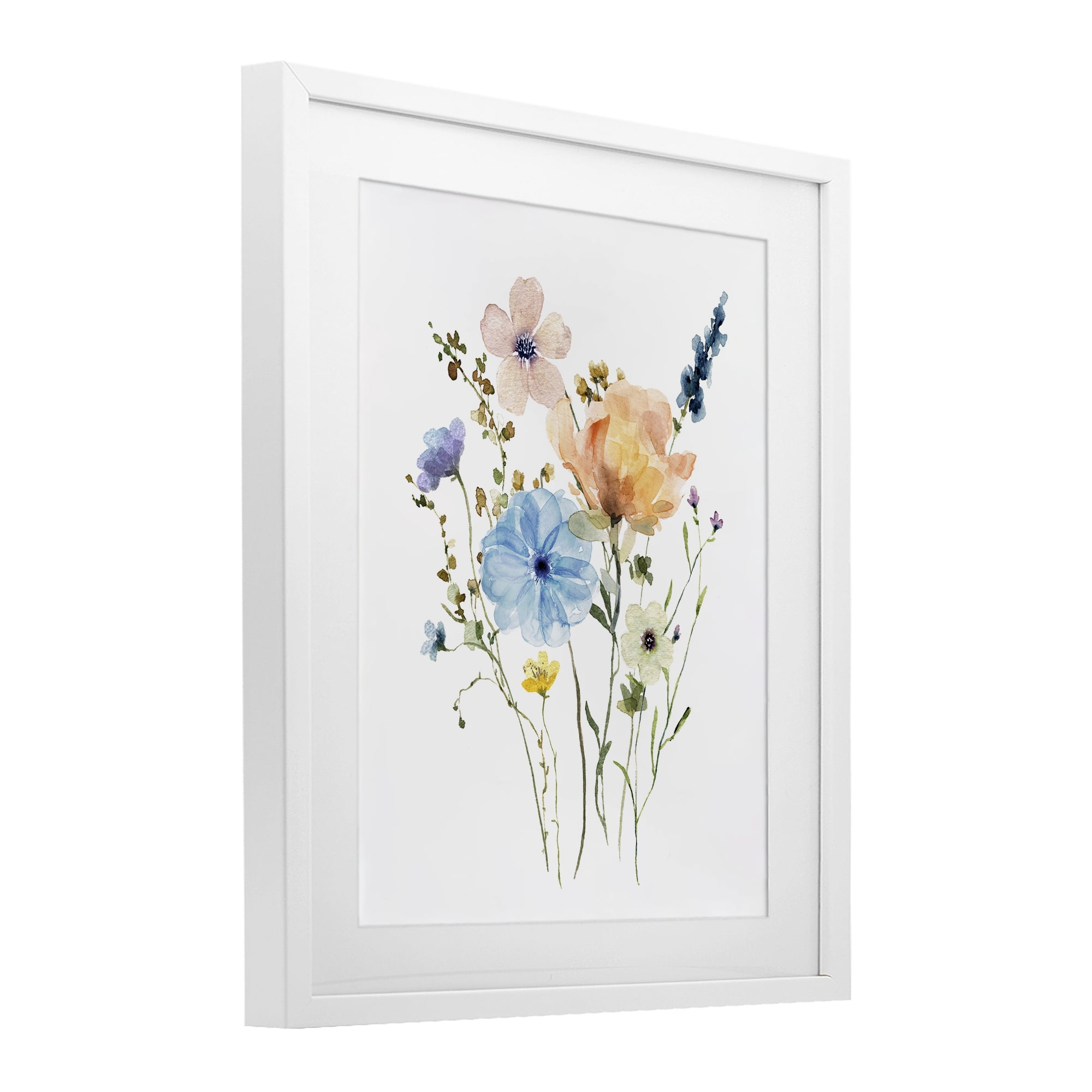 Stupell Industries Wildflower Sprig Bundle White Framed Print Under Glass, design by Livi Finn