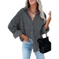 thumbnail image 1 of Women Long Sleeve Corduroy Shirt Button Loose Casual Oversized Coat With Pocket, 1 of 2