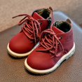 thumbnail image 2 of PEASKJP Kids Snow Boots Side Zipper Lace Up Work Combat Boots for Kids, Red 21, 2 of 5