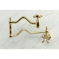 thumbnail image 2 of Kingston Brass KS2107AX Heritage Two-Handle 1-Hole Wall Mount Pot Filler Faucet in Brushed Brass, 2 of 8