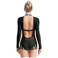 thumbnail image 5 of iiniim Women's Sequins Lyrical Latin Dance Dress Mesh Leotard Tassel Ballroom Salsa Party Costume Black 14, 5 of 6