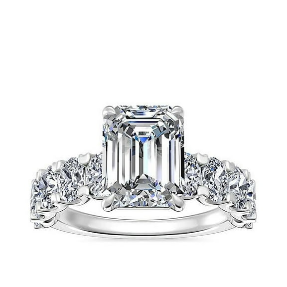 3.00 Carat Fine Emerald Shape IGI Certified Lab Grown Diamond Solitaire Engagement Ring for Women Solid 18K White Gold Size 7.5 by Diamond-Capitals (E/VVS2)