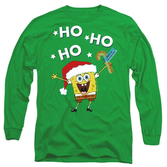 Spongebob Squarepants Ho Ho Ho, Merry Christmas! Unisex Adult Long-Sleeve T Shirt