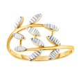 thumbnail image 1 of 14K Two Tone Gold Diamond Cut Olive Leaf Branch Design Ring, Size 7, 1 of 1