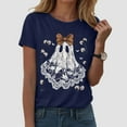 thumbnail image 2 of Fgnfyis T-Shirt Graphique d'Halloween à Manches Courtes pour Femme, Col Rond Décontracté, Tee pour Tenue de Fête d'Été avec Jeans, Hauts pour Femme Bleu Foncé TTG, 2 of 5
