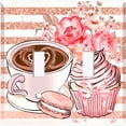 thumbnail image 2 of Metal Light Switch Wall Plate Outlet Cover (Coffee Mocha Espresso Heart Cupcake Macaron Flower Bouquet Pink - Double Toggle), 2 of 2