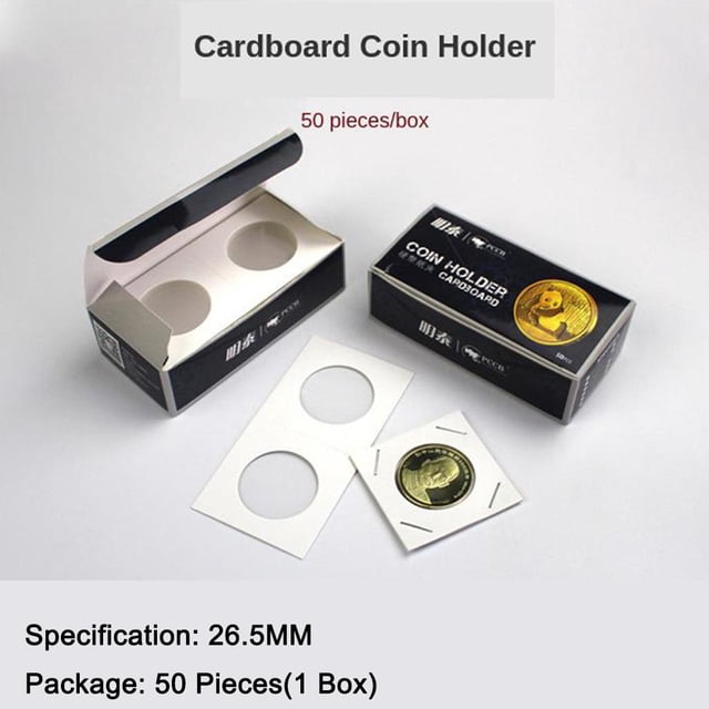 50pcs Porta monedas de cartón Mega Surtido Caja de contenedores de monedas para almacenamiento de monedas 26.5mm Yotijar monedero de cartón