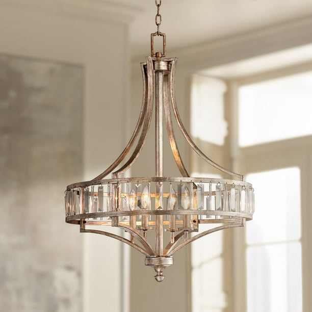 Vienna Full Spectrum Antique Soft Silver Chandelier 24" Wide Crystal