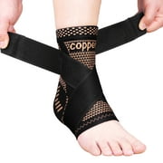 JIUFENTIAN Copper Ankle Brace Tendonitis Ankle Wraps for Sprain Ankle Sleeve Ankle Compression Wrap Heel Wrap for Achilles Tendonitis Support 1 Pack-XL