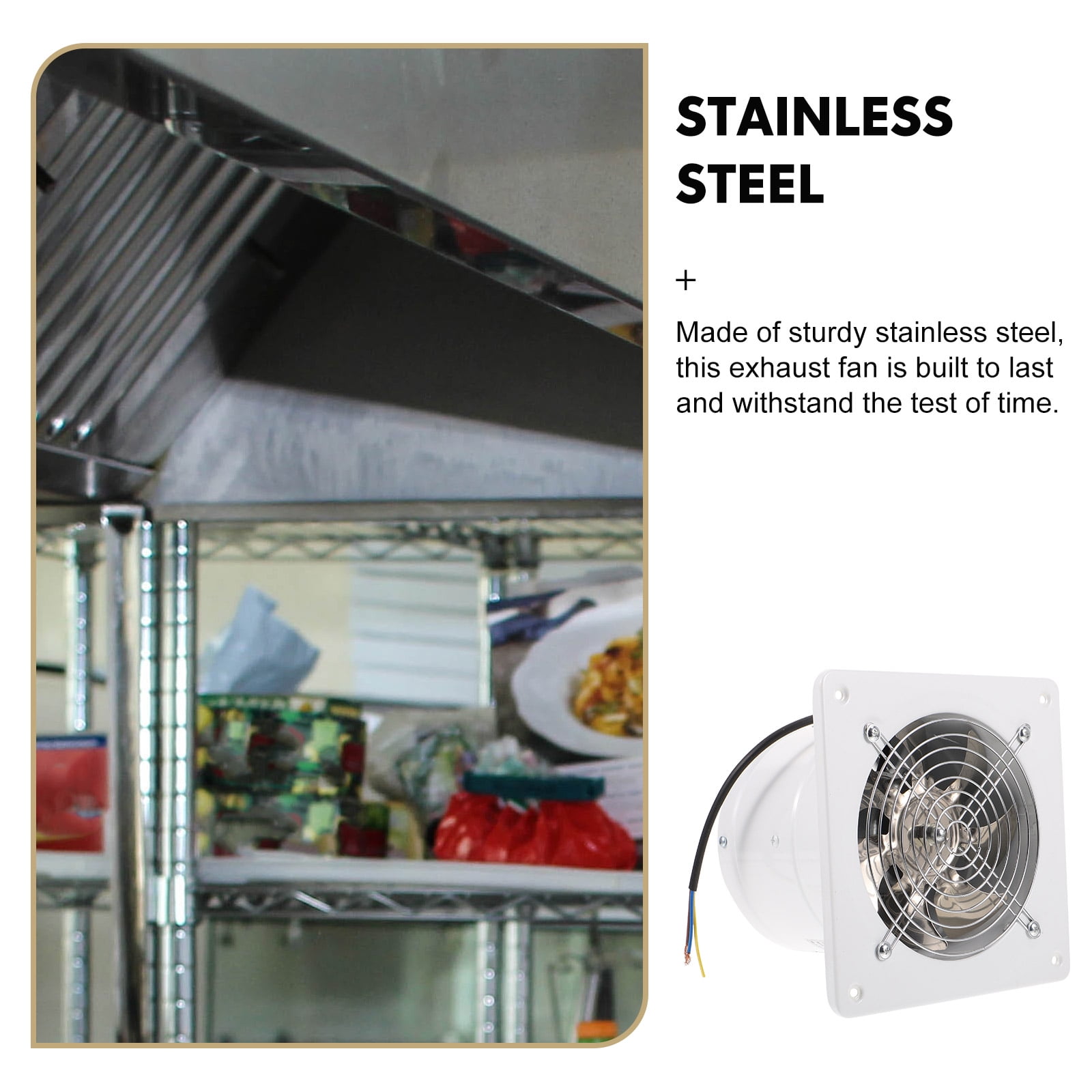 UPOUART Sturdy Stainless Steel Exhaust Fan White Kitchen Ventilation Fan for Fresh Indoor Air